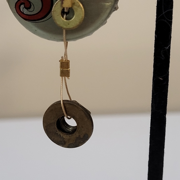 Mixed Metal Upcycled Hand Crafted Sol Cerveza Beer Bottle Cap Pierced Earrings - Picture 7 of 16